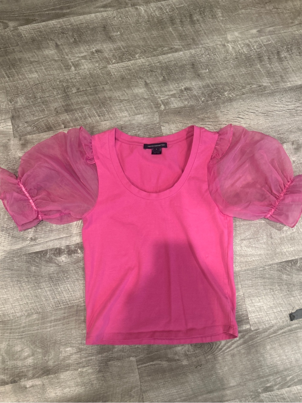French Connection Hot Pink Scoop Neck Tee